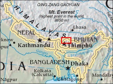 Map: Bhutan Himalayas