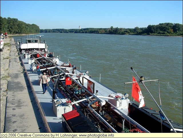Tanker docking at the Mole of Lobau