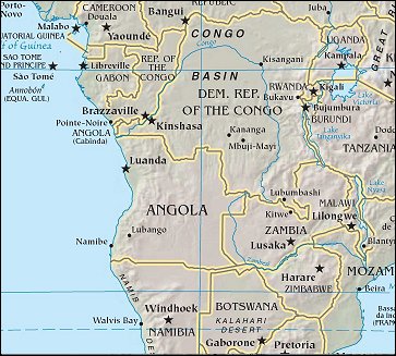 Map of Region around Angola