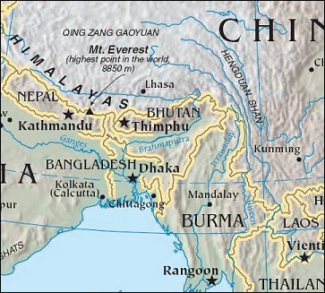 Map of Region around Bhutan