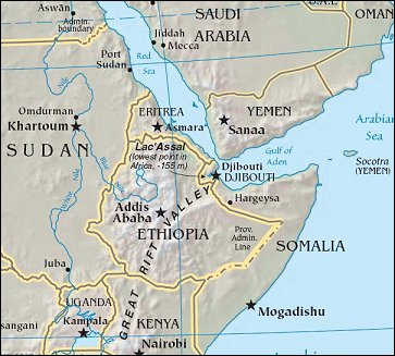 Map of Region around Djibouti