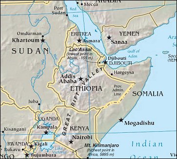 Map of Region around Ethiopia