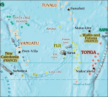 Map of Region around Fiji
