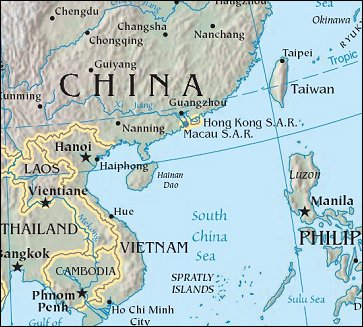 Map of Region around Hong Kong