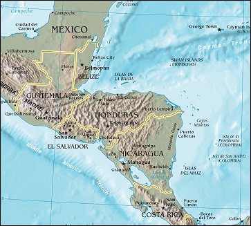 Map of Region around Honduras