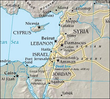 Map of Region around Lebanon
