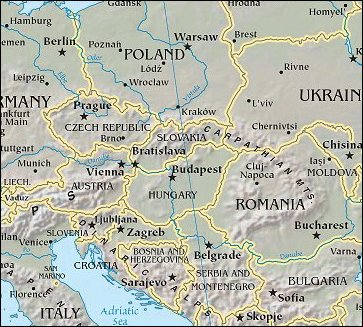 Map of Region around Slovakia