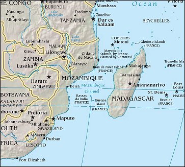 Map of Region around Madagascar