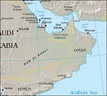 Map of Region around Oman