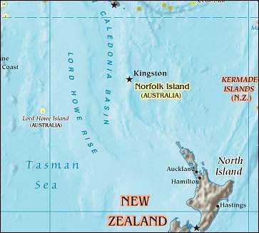 Map of Region around Norfolk Island