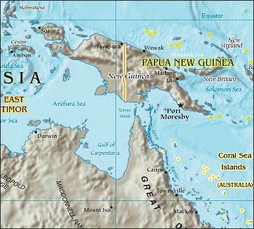 Map of Region around Papua New Guinea