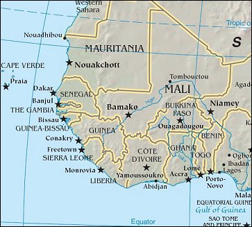 Map of Region around Senegal