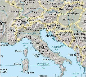 Map of Region around San Marino