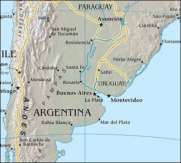 Map of Region around Uruguay
