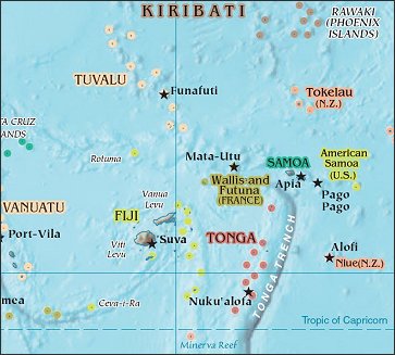 Map of Region around Wallis and Futuna