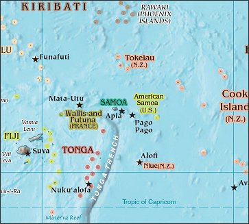 Map of Region around Samoa