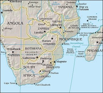 Map of Region around Zimbabwe