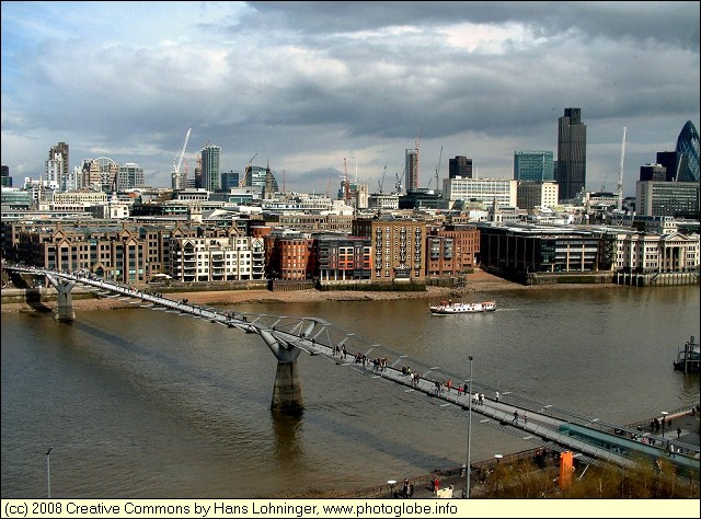 Millennium Bridge and the City of London